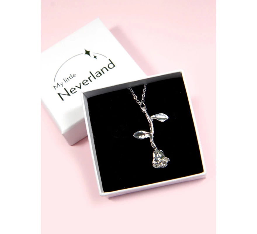 Disney Colgante La Bella Y La Bestia Rosa Encantada Plateada