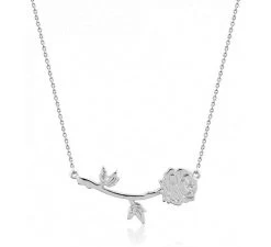 Disney Colgante Oro Blanco La Bella Y La Bestia Rosa Encantada