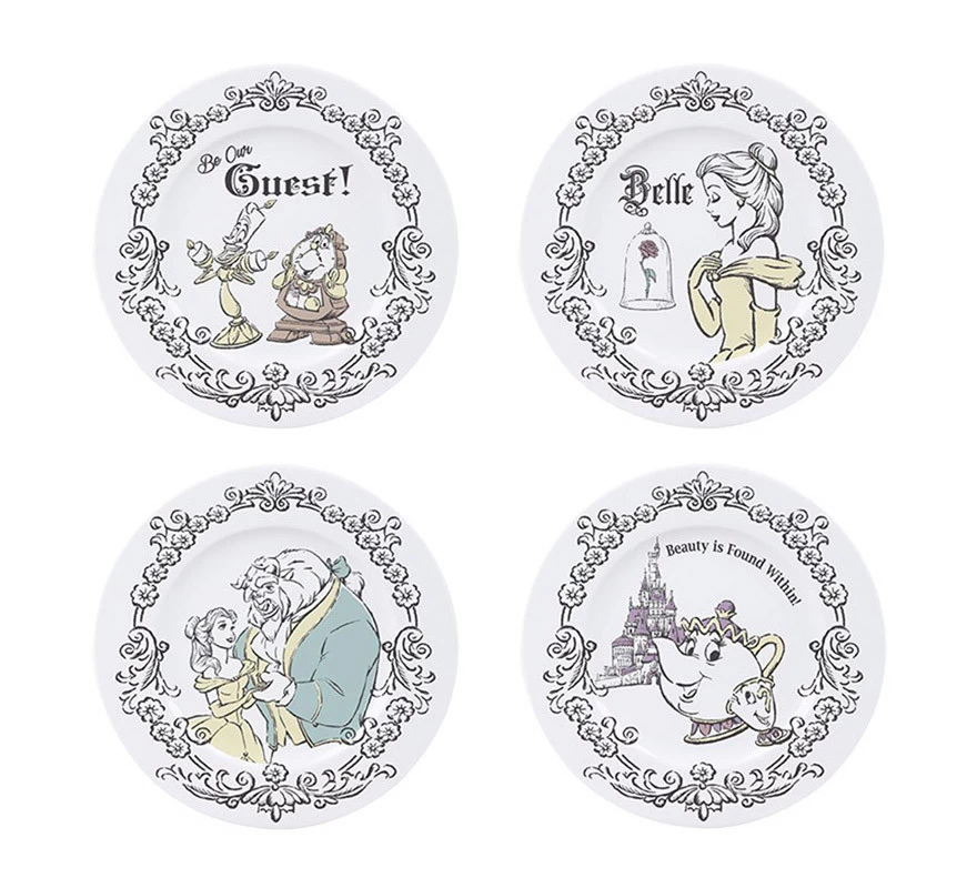Set De 4 Platos La Bella Y La Bestia Disney